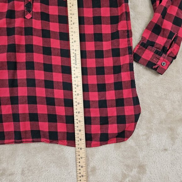 Eddie Bauer Henley Shirt Women's XXL Red Black Buffalo Plaid Long Sleeve Outdoor - Picture 4 of 10